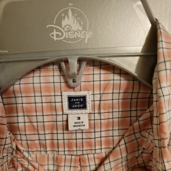 Janie and Jack Boy's Pink Plaid Shirt Size 3 - Picture 3 of 3